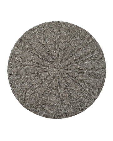 Lizi Headwear Cable Knit Lined Grey Lurex Beret myselflingerie.com